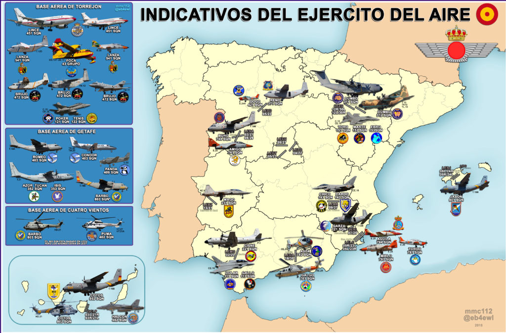 Indicativos y Parches - Mapa Ejército del Aire